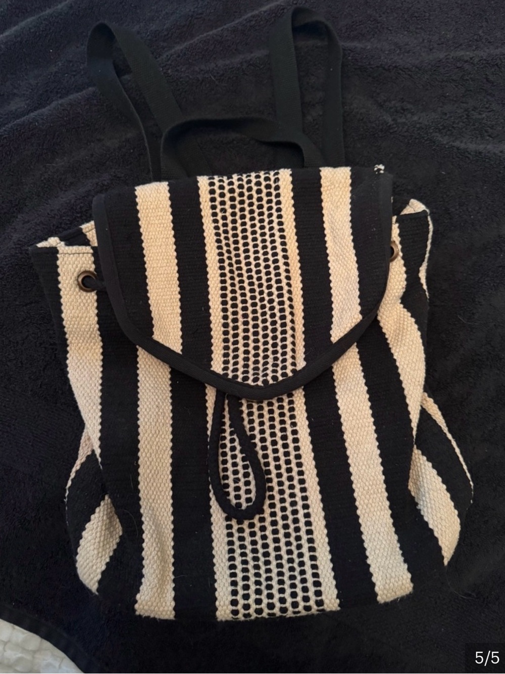 Universal Thread Black and Cream Striped Woven Backpack - Picture 5 of 5